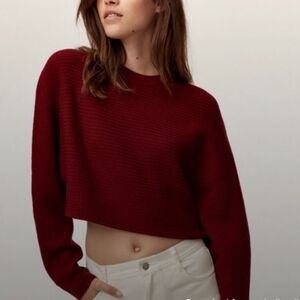 ARITZIA Wilfred Free Lolan Sweater in Lillooet burgundy red XXS @T3
